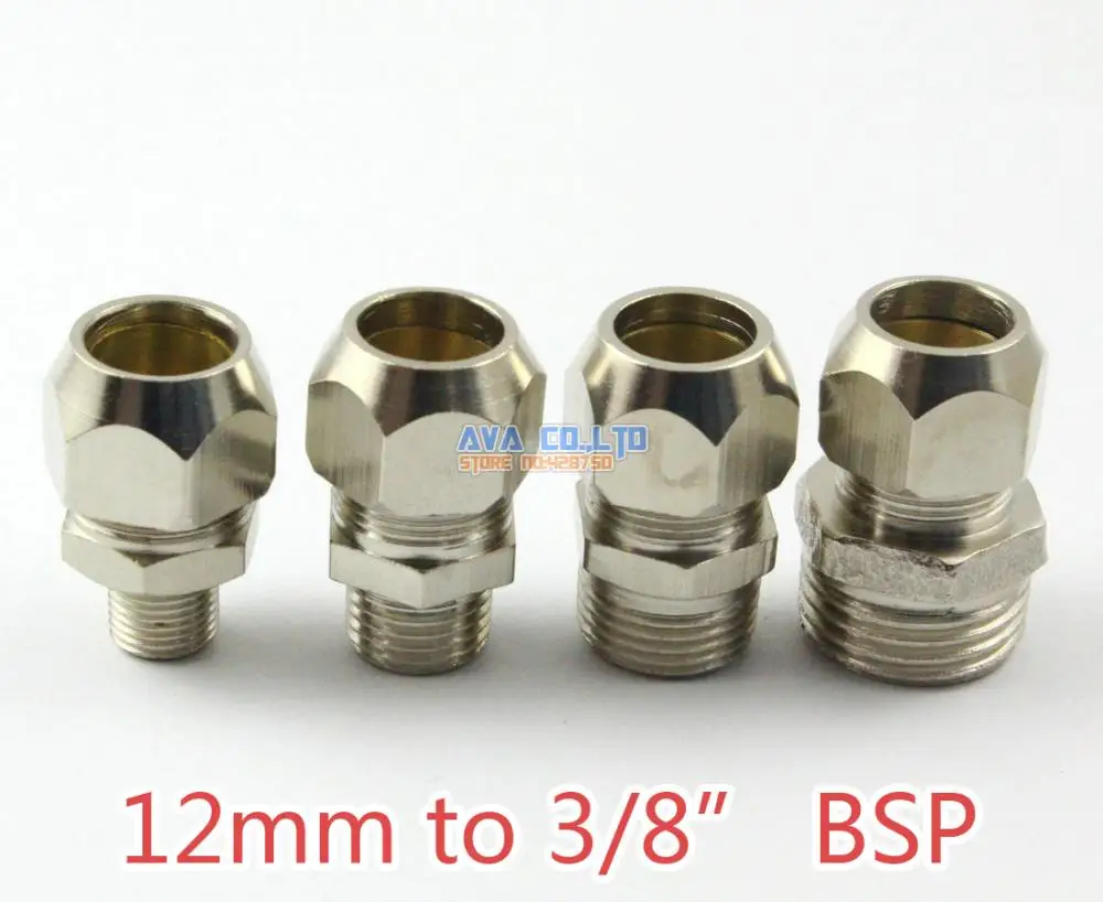 5 Pieces Brass 12mm to 3/8" BSP Compression Connector Fitting Fuel Air Gas Water Hose Coupler Обустройство дома