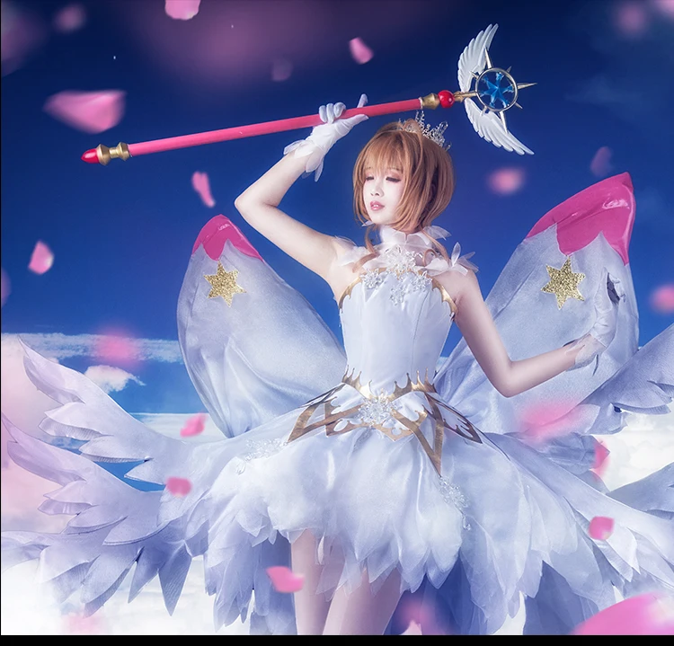Новый зажим Cardcaptor Sakura Kinomoto Clear Card OP карнавальный костюм нарядное платье + корона