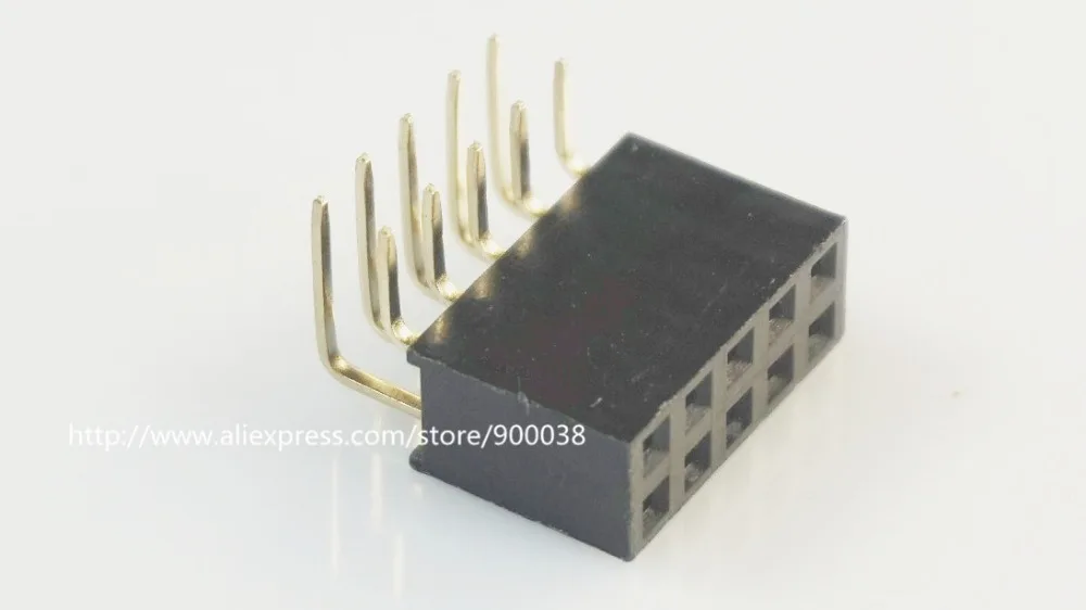 10 шт. 2x5 P полюсов 2 54 мм Женский штыревой разъем PCB прямой угол Однорядный сквозной
