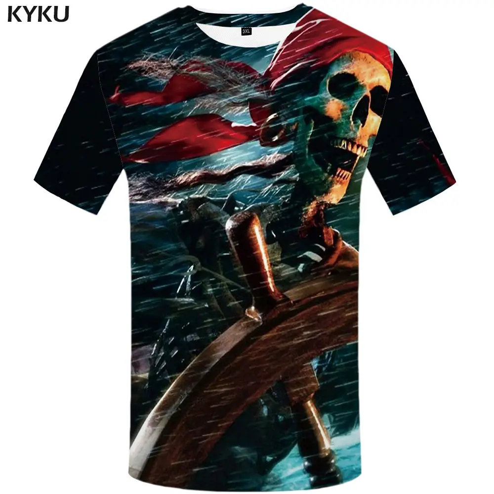 3d t shirt 07 Мужская футболка с черепом KYKU, черная футболка с коротким рукавом, с 3D-принтом, в хип-хоп стиле, лето - Цвет: 3d t shirt 07