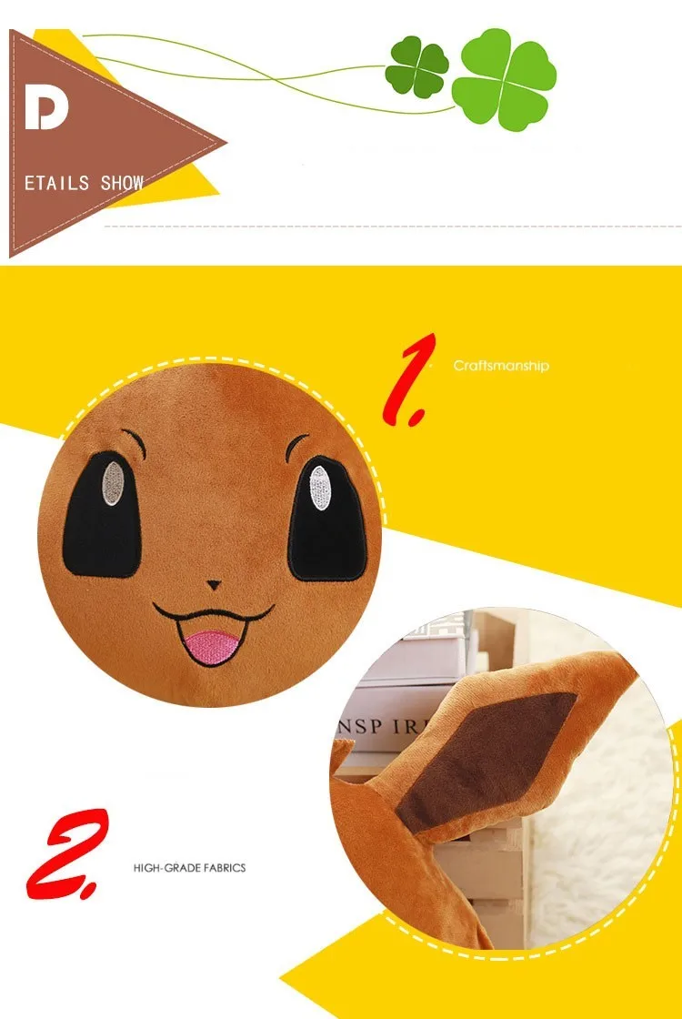 Новая креативная мягкая подушка для рук Snorlax Psyduck Jigglypuff Eevee плюшевая игрушка для детей офисная плюшевая аниме мягкая кукла