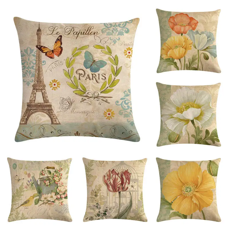 

45cm*45cm blooming flower of the antique background linen/cotton throw pillow covers couch cushion cover home decorative pillows