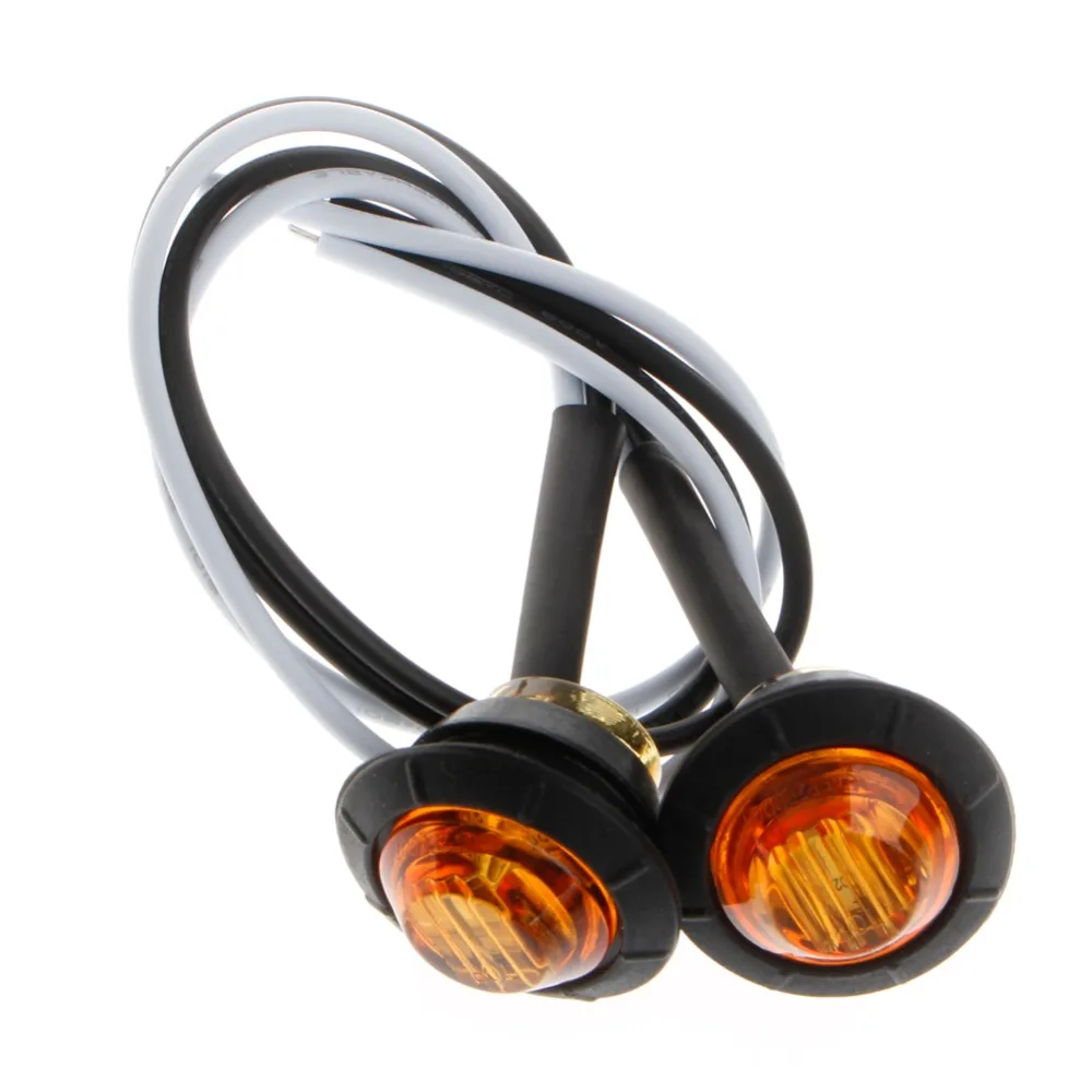 

2X Mini Amber 3/4" Round Side 3 LED Marker Trailer Car Bullet Light Waterproof