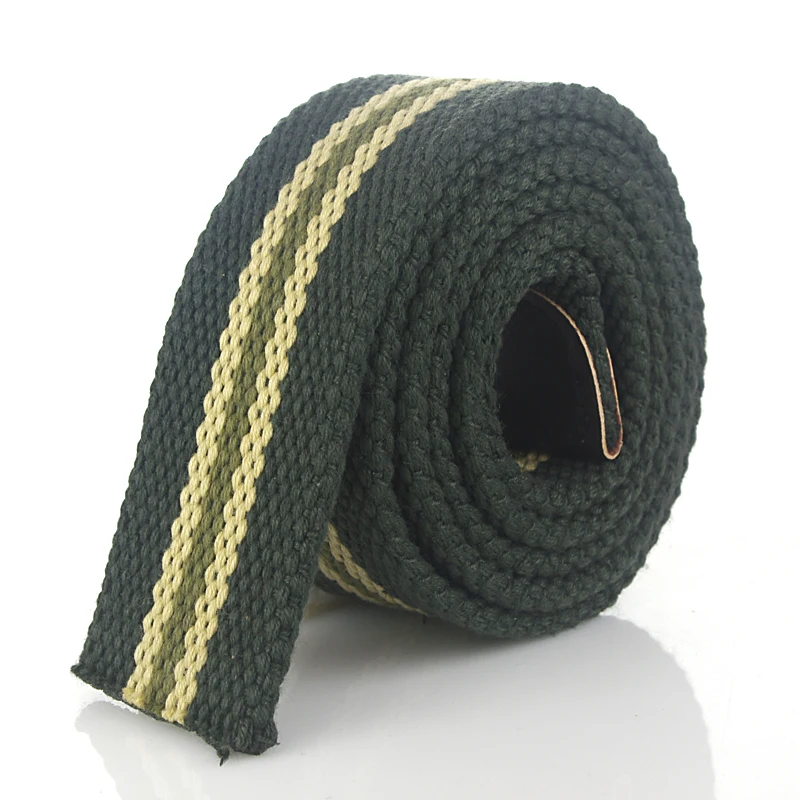 Green stripes Горячие военный ремень из парусины тела мужчины женщины утолщаются 4 мм Военная ширина 3,8 см дизайнерское, высокого качества 110-160 см без пряжки - Цвет: Green stripes