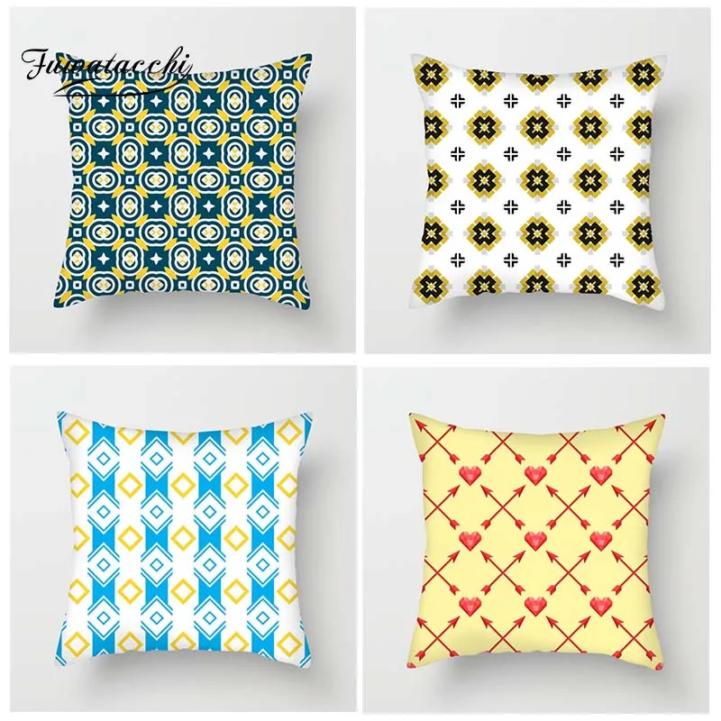 Fuwatacchi Multi-color Geometric Cushion Cover Red Yellow Heaert Diamond Throw Pillow For Home Sofa Decor New Pillowcases | Дом и сад