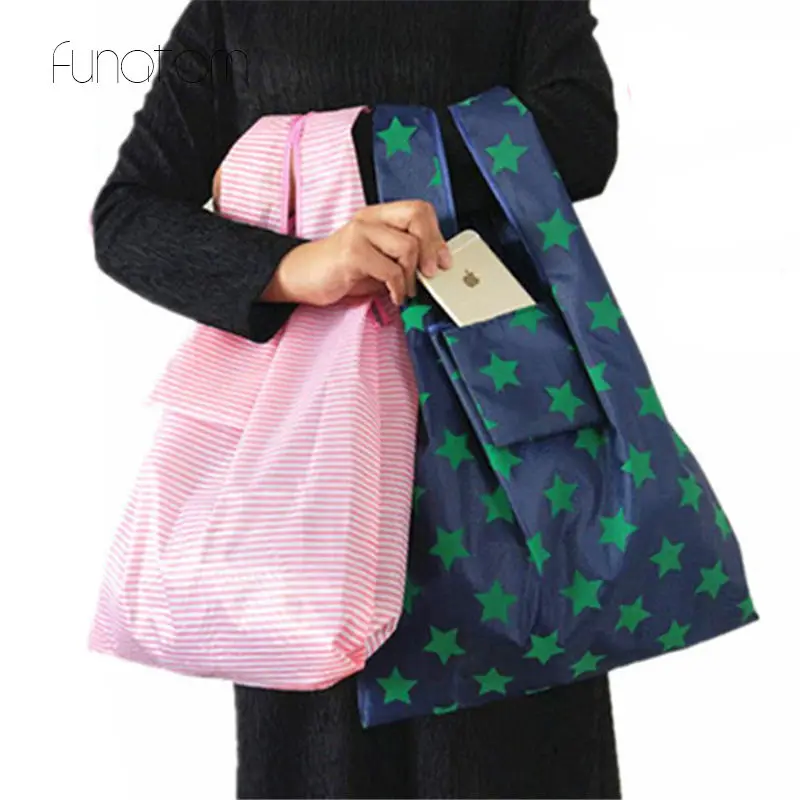 Unisex Foldable Handy Shopping Bag Reusable Tote Pouch Recycle Waterproof Storage Handbags Sample Travel | Багаж и сумки