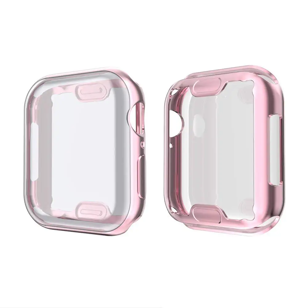 rose pink Защитный чехол для Apple Watch Series 4 5 40 мм 44 мм Силиконовый протектор с полным покрытием оболочка для iWatch Series 3 38 мм 42 мм - Цвет: rose pink