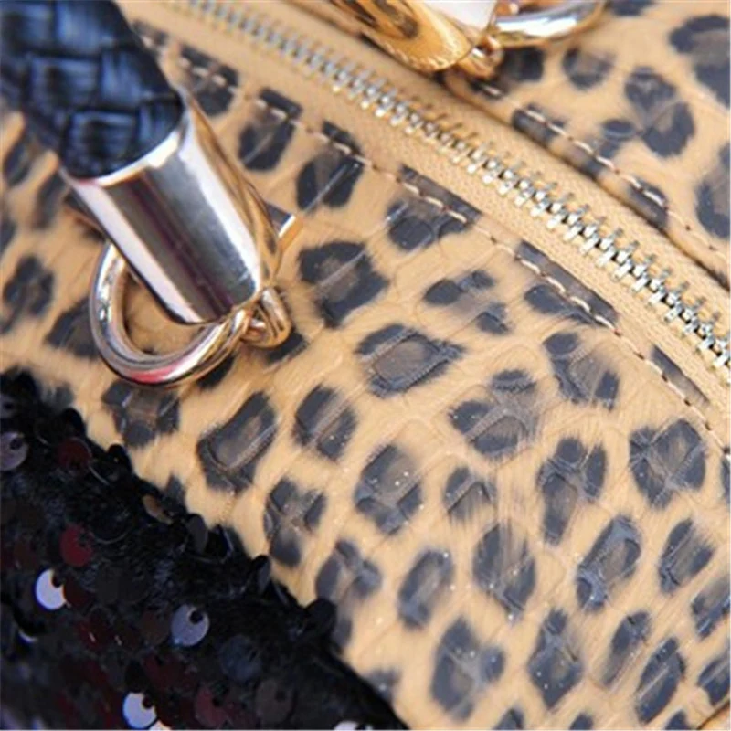 Леопард Блестками PU Кожаная Сумка 2016 Роскошные Сумки Женские Дизайнер Женщины