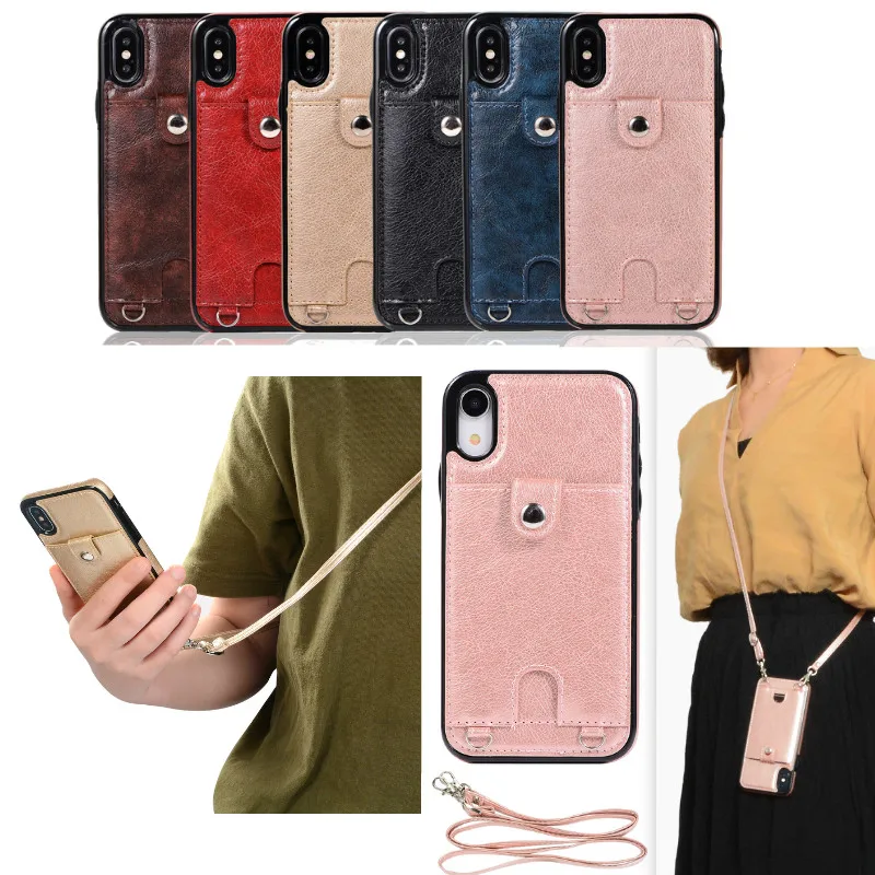 Сумка на цепочке Crossbody с кожаным чехлом для телефона и карманом для карты для iPhone 11 Pro Max 12 12mini 6 7 8 Plus XS MAX XR.