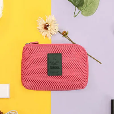 Small Pink Многофункциональная сумка для ручек, чехол для карандашей, Противоударная дорожная цифровая сумка для хранения, органайзер из нейлона, косметичка, чехол, маленький и большой размер - Цвет: Small Pink