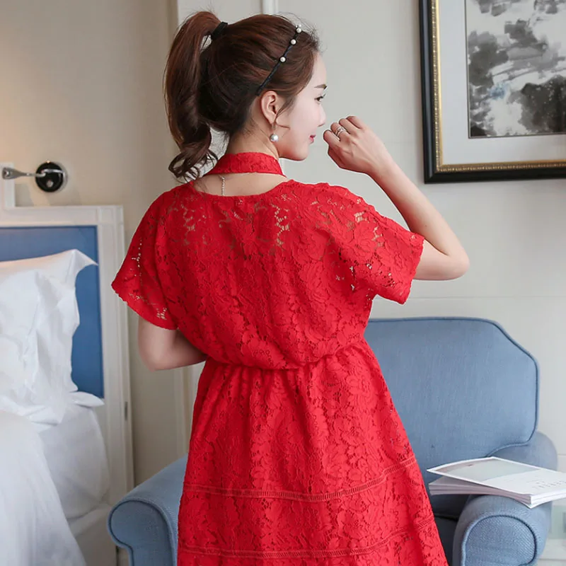 2017 В получается беременных женщин dress кружева беременные женщины чистый красный