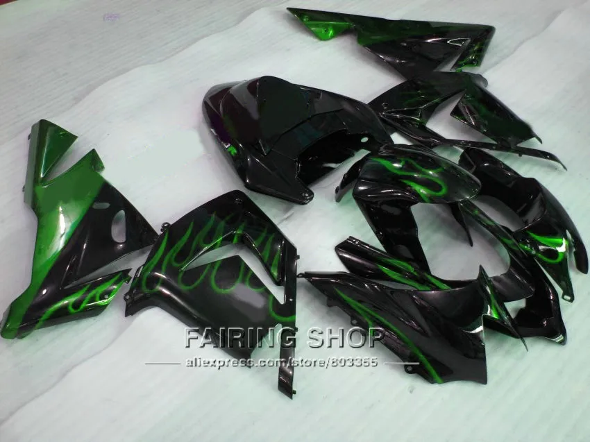 

Green flames Fairings For Kawasaki Ninja zx10r zx 10r 2004 2005 04 05 Injection mold Fairing kit x108