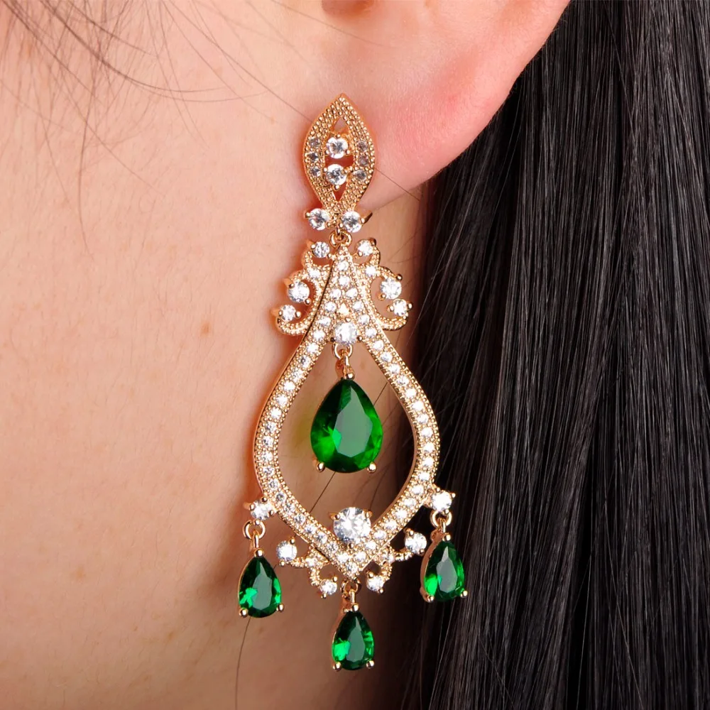 Blucome Water Drop Rhinestone Серьги Для Девушки Женщин Родий Позолоченный CZ Циркон