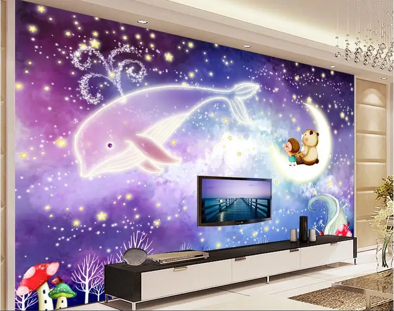 3d обои для комнаты на заказ росписи сказочный мир КИТ коричневый медведь детская