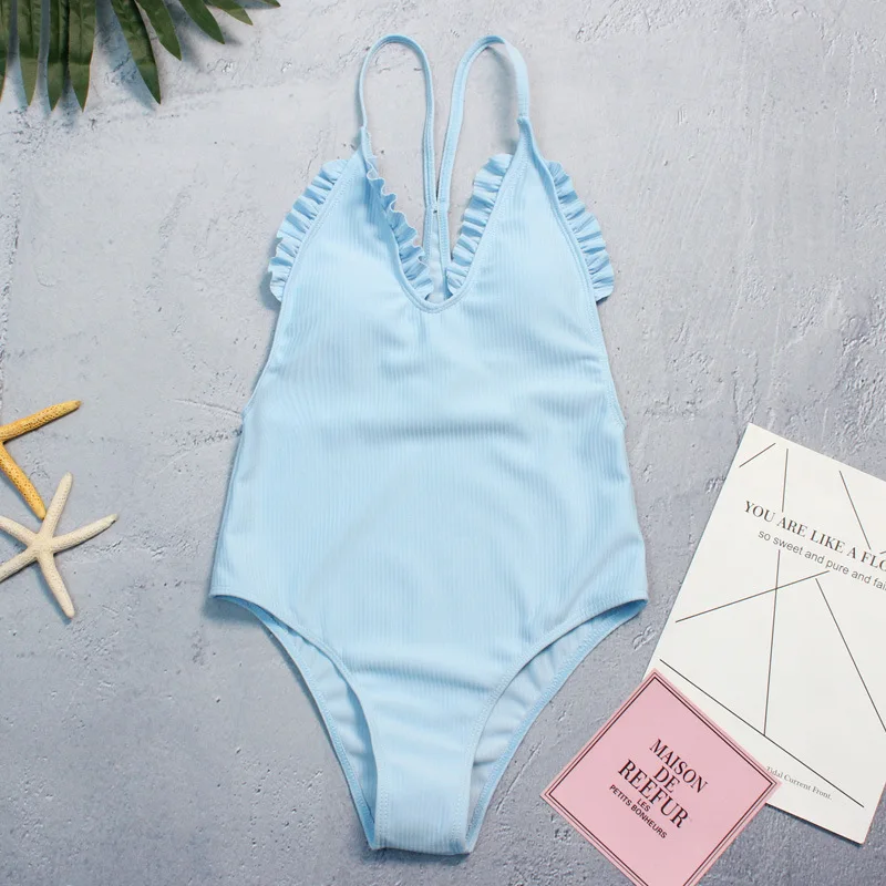 2018 New Purfle Sexy Bikini Push Up Women Swimsuit One Piece Suits V Neck Bathing Suit Halter Beach Wear Femme Bodysuit Swimwear | Спорт и