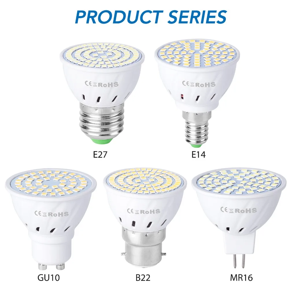 

6PCS GU10 LED Bulb 220V Lamp E14 Spotlight E27 Spot Light Bulb SMD2835 Corn Lamp MR16 Bombilla gu 10 Led Ampul B22 Home Lighting
