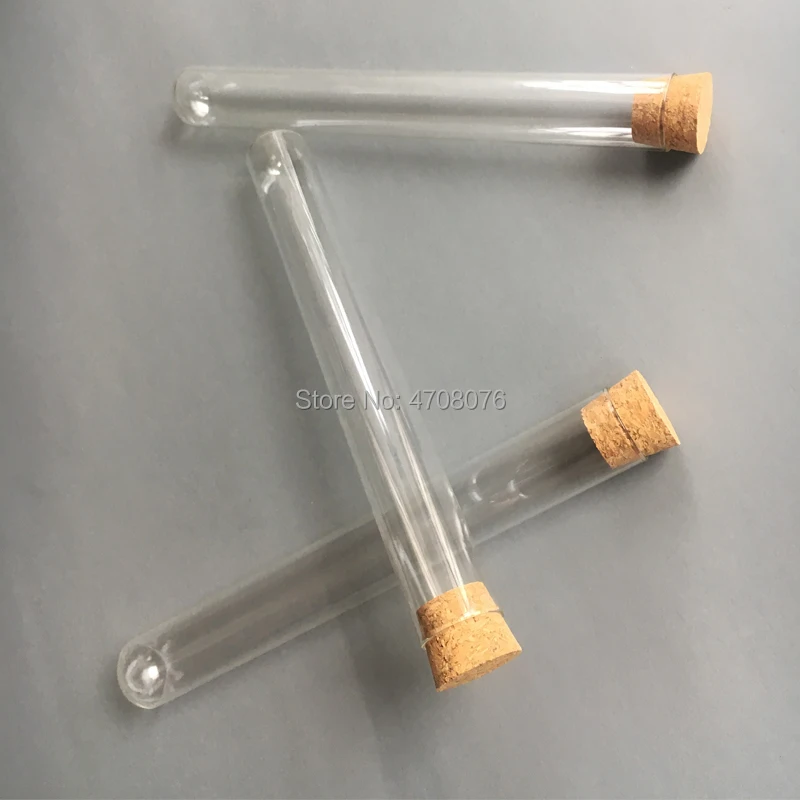 25*200 мм 30 шт./лот тестовая трубка Pyrex с пробкой из пробки боросиликатная прозрачная