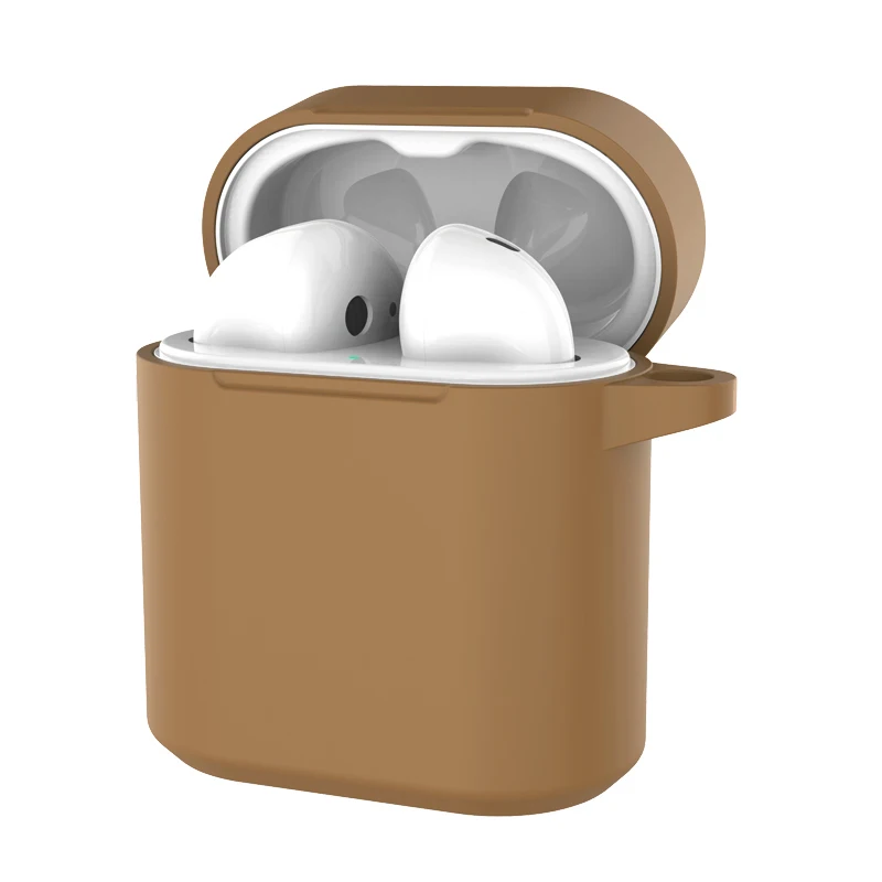 Силиконовый чехол для наушников для Huawei Honor FlyPods Fly Pods Pro защитные чехлы для Freebuds 2 Pro металлический карабин - Цвет: Coffee
