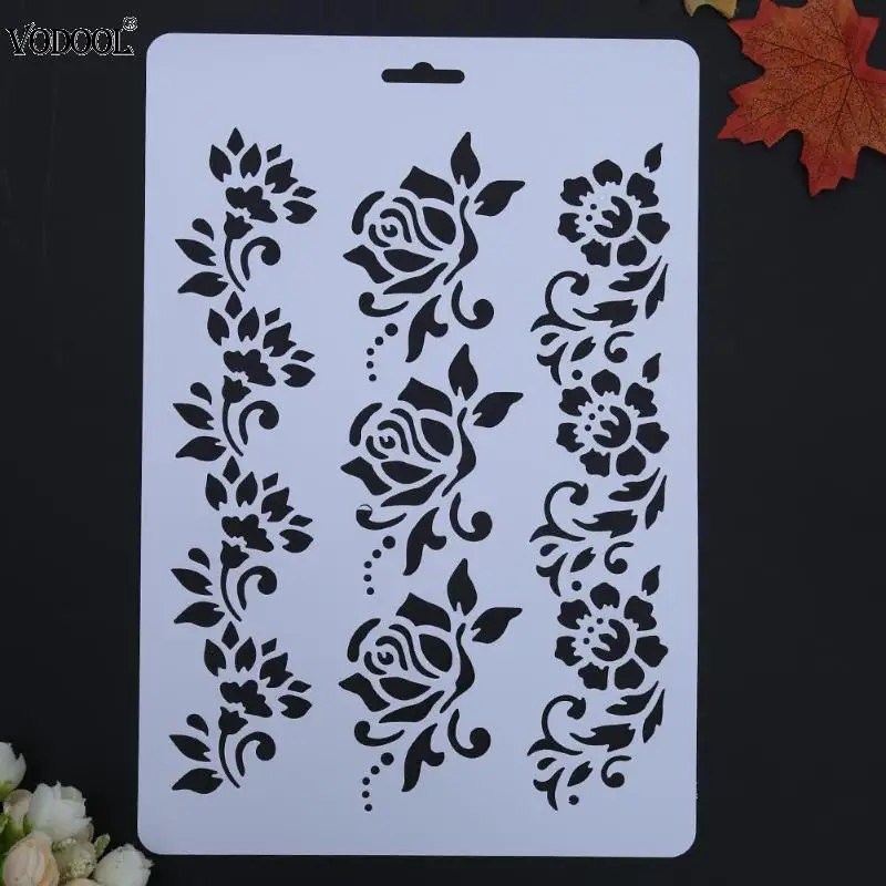 Роза цветок DIY Craft слойные трафареты настенная живопись штампованная для