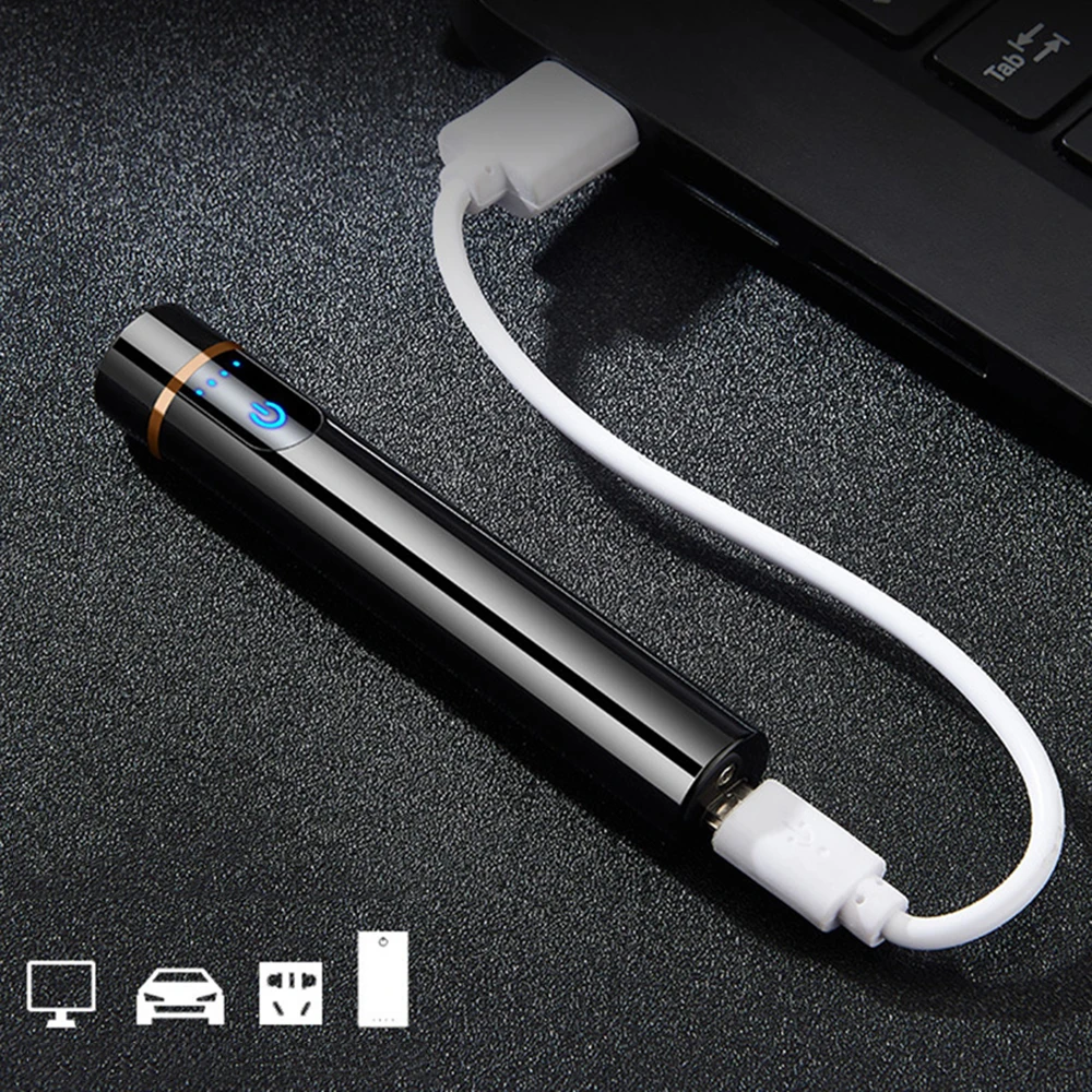 Креативная usb зарядка зажигалка с сенсорным экраном электронные зажигалки для сигарет маленькое электрическое проволочное Беспламенное ветрозащитное