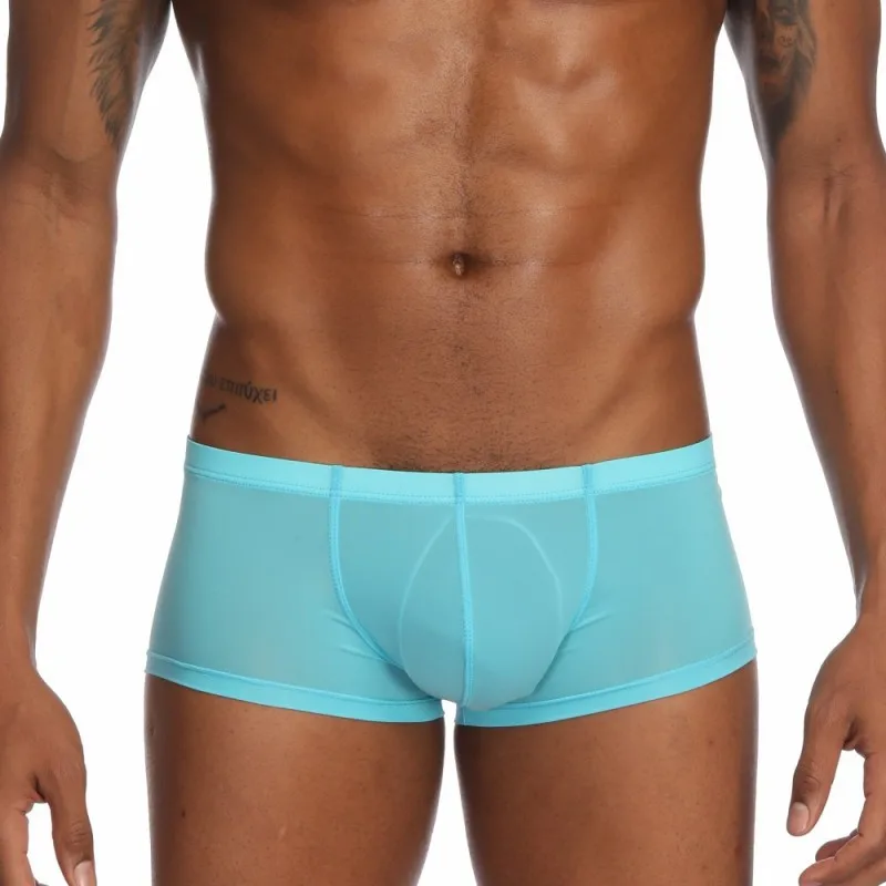 Pinky Senson Summer Ice Silk Men Underwear Seamless Transparent Boxer Short Ultra Thin Sheer Breathable Pantie Underpant