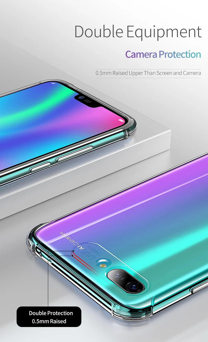 MSVII Кристальный чехол для huawei Honor 10 чехол Прозрачный Ультра-тонкий чехол для huawei Honor 10 подушка безопасности чехол s мягкий, гибкий, из ТПУ