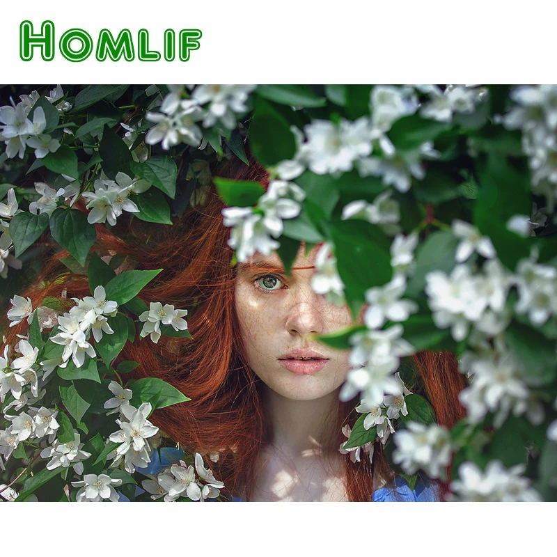 HOMLIF полный квадратный/круглый дрель 5D DIY алмазной живописи &quotдевушка и цветы&quot 3D