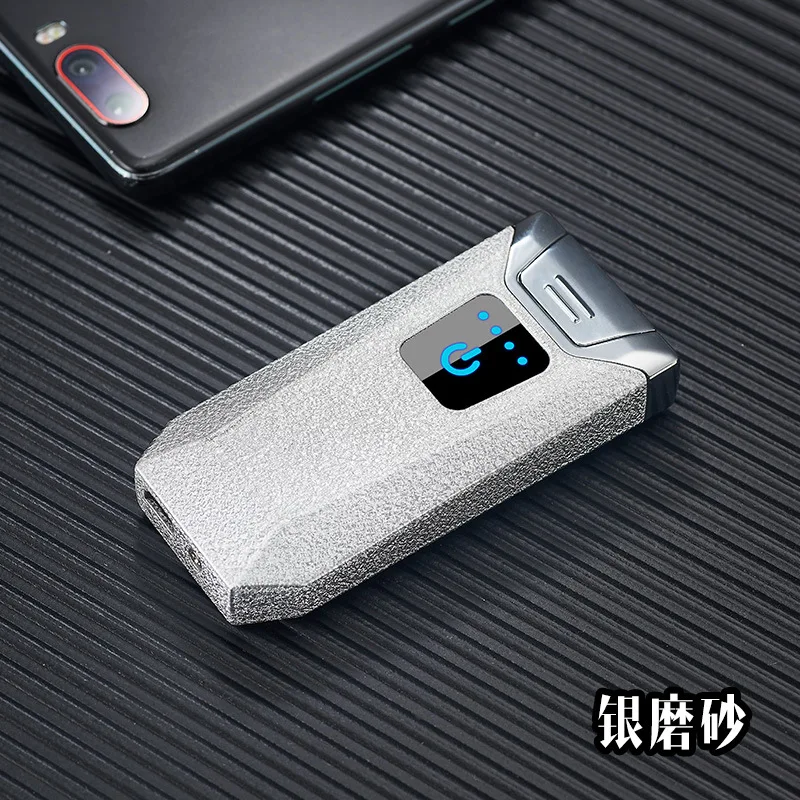 USB зажигалка с дисплеем емкости зарядки сенсорным экраном Индукционная двойной