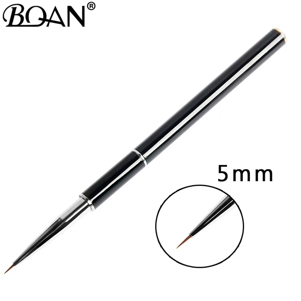 5mm BQAN 1 шт., кисть для ногтей, кисть для рисования, черная ручка, кисточки для геля для ногтей, ручка для DIY, инструмент для рисования ногтей 5/7 мм - Цвет: 5mm