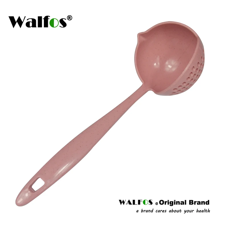 WALFOS пищевая 2 в 1 длинная ручка ложка для супа ложки для каши ковшовый дуршлаг с фильтром столовые приборы кулинарные кухонные принадлежности - Цвет: WALFOS Pink