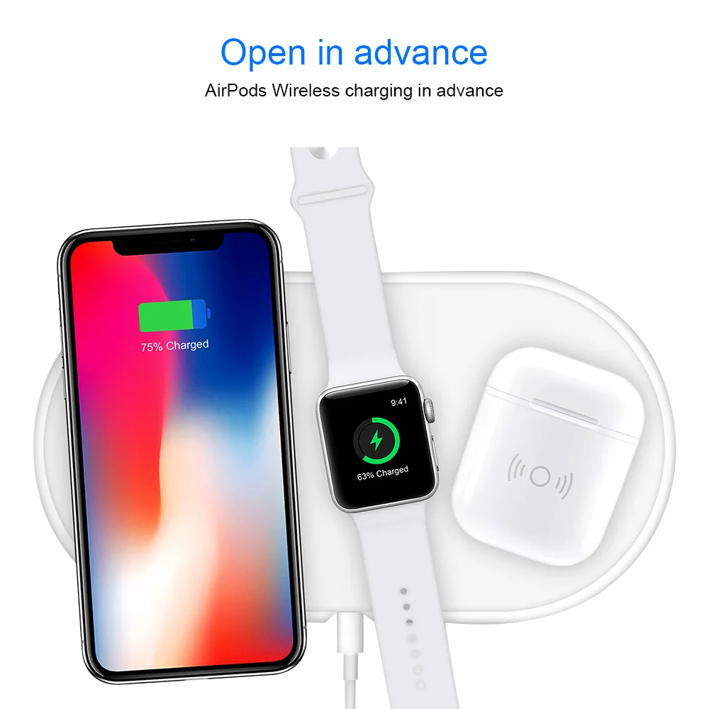 Portefeuille для AirPods чехол беспроводной зарядки защитный Qi Apple Air Pods Наушники