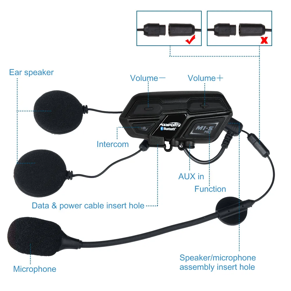 2 шт Fodsports BT мотоциклетная гарнитура, шлем, домофон, M1-S pro 8 Rider, 2000 м, для групповых разговоров, мото, Bluetooth, водонепроницаемый, переговорные