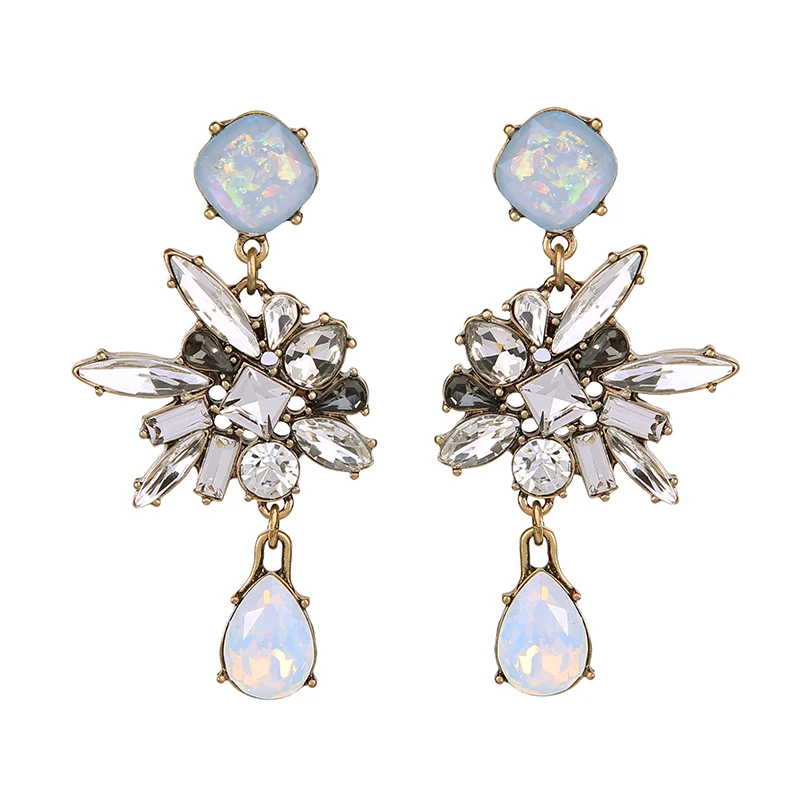Уникальный Дизайн белый кристалл падение Для женщин Серьги Роскошные