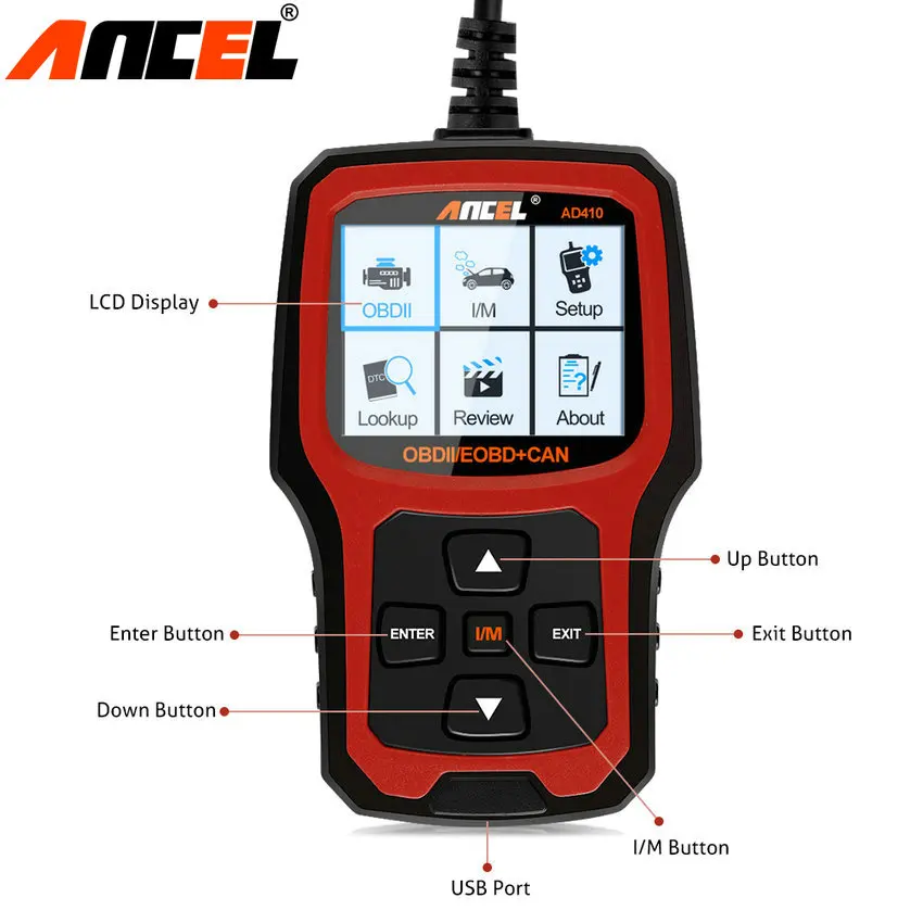 OBD2 Automotive Scanner Ancel AD410 Car Detector Auto Diagnostic Code Reader with O2 Sensor Tester PK AD310 NT201 ELM327 |