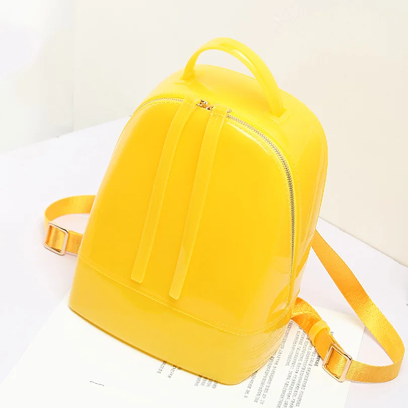 Yellow Летние женские пляжные силиконовые Рюкзаки милые яркие цвета на молнии дорожные сумки mochila escola рюкзаки ручная сумка через плечо - Цвет: Yellow