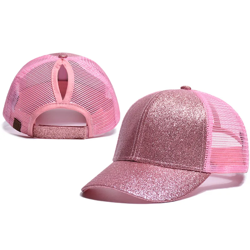 Horsetail Mesh Cap Adjustable Sequins Snapback Outdoor Sports kids girl Solid Baseball hat Sun Hat | Спорт и развлечения