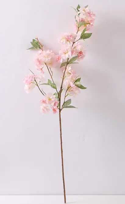 pink Искусственный цветок цветущей вишни, ветка, настенная, Сакура, 100 см, для свадьбы, центральные, искусственные декоративные цветы, ветка - Цвет: pink