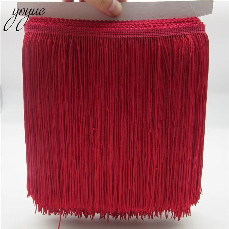 Jujube red YOYUE 1 ярдов/партия 20 см широкая кружевная бахрома отделка отделочная кисточка для DIY латинское платье сценическая одежда кружевные аксессуары лента - Цвет: Jujube red