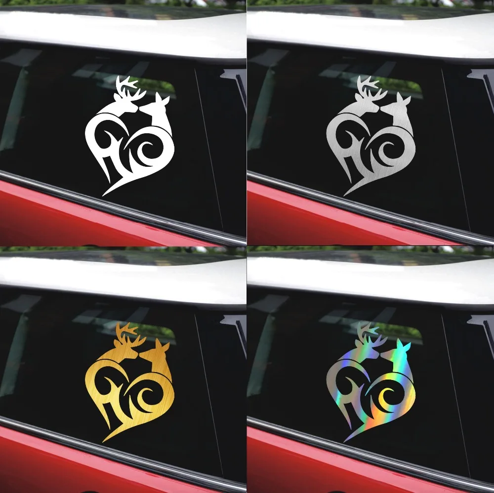 Rylybons 10CM*13.4CM Tribal Heart With Kissing Deer Vinyl Window Decal Car Sticker Funny Accessories For Cars Auto Products | Автомобили и