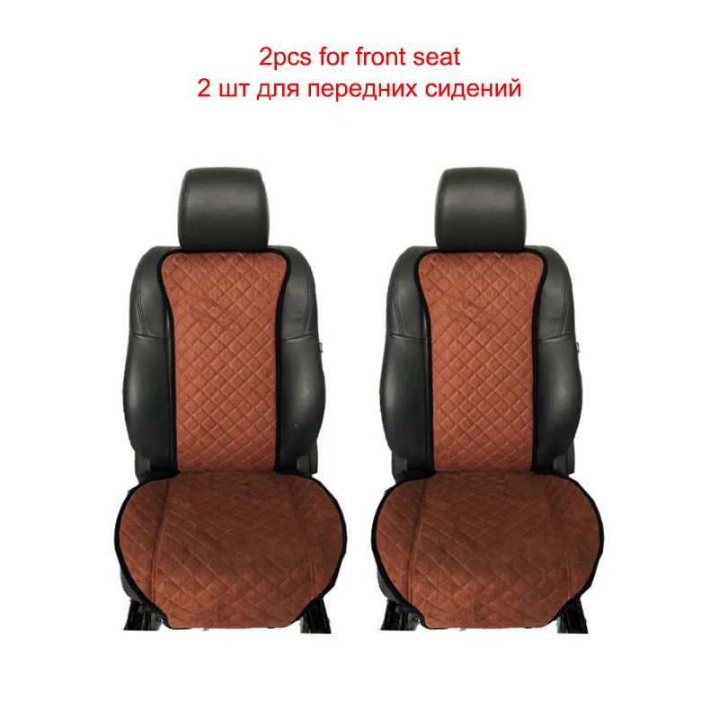 brown 2 pcs front Rownfur Накидки на сиденья автомобиля авточехлы из алькантары Автомобильные накидки выполнены из высококачественного материала замши накидки из алькантары защищают салон от потертостей и износа - Название цвета: brown 2 pcs front