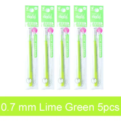 LifeMaster Pilot FriXion 0,7 мм стержни для стираемой гелевой ручки BLS-FR7(для Pilot LFB-20EF/LFBK-23F) черный/синий/красный - Цвет: 5pcs Lime Green