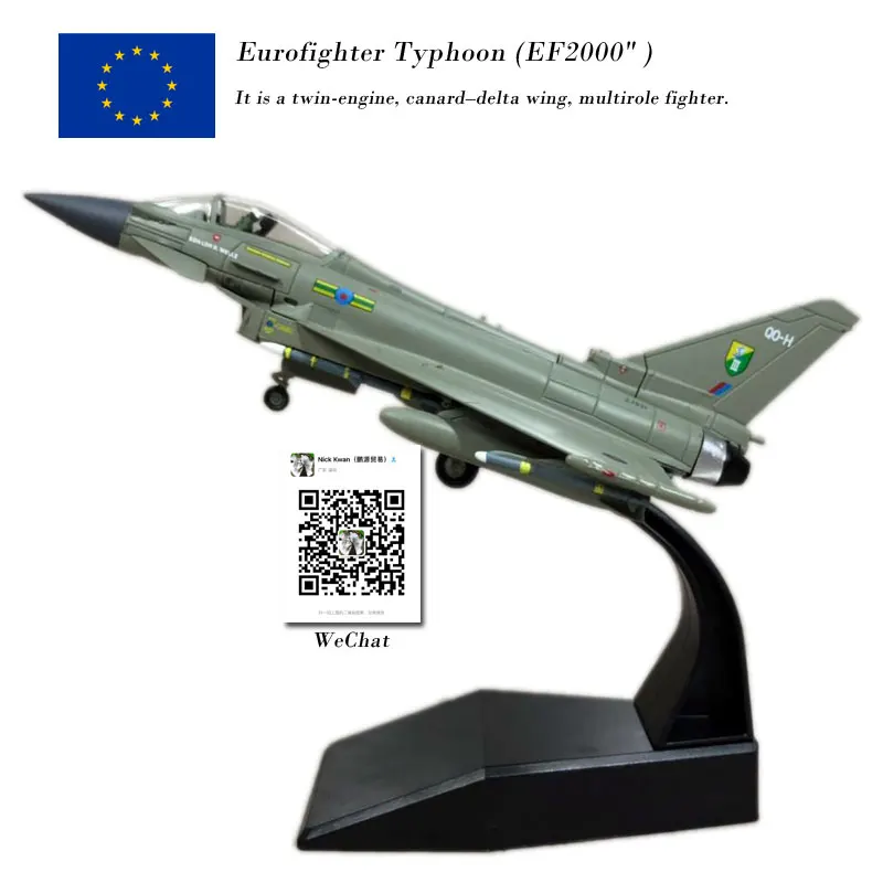 AMER 1/100 масштаб Eurofighter Typhoon EF-2000 мультирольный истребитель литой под давлением металлический военный самолет модель игрушки для коллекции, подарок