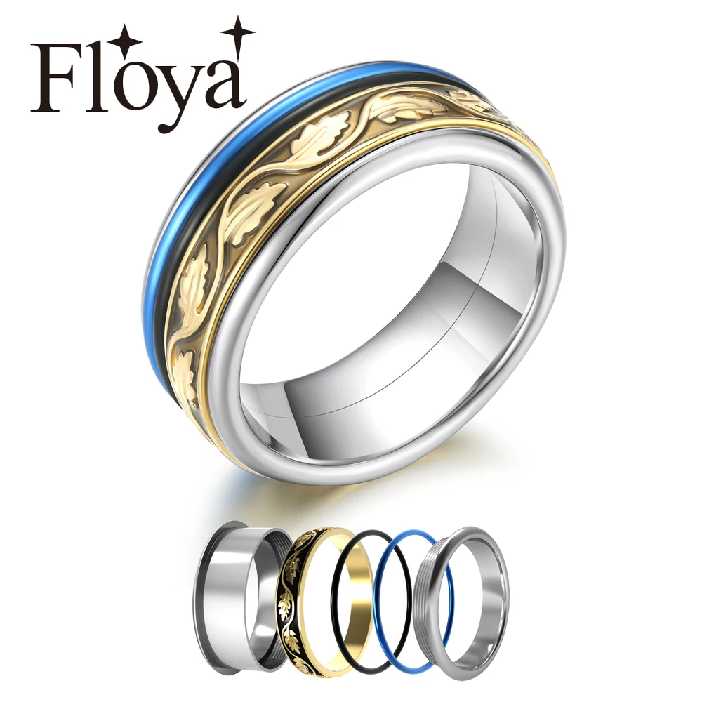 Floya Золотое кольцо штабелируемые кольца из нержавеющей стали женские