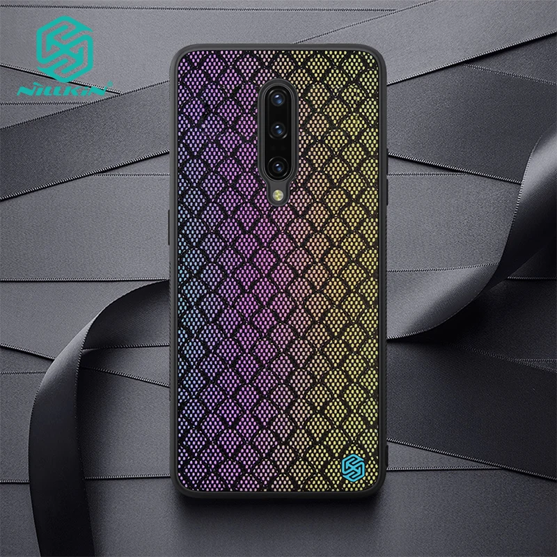 Rainbow Чехол NILLKIN для OnePlus 7 Pro тканая полиэфирная сетка оболочка цветная блестящая голографическая градиентная Светоотражающая крышка - Цвет: Rainbow