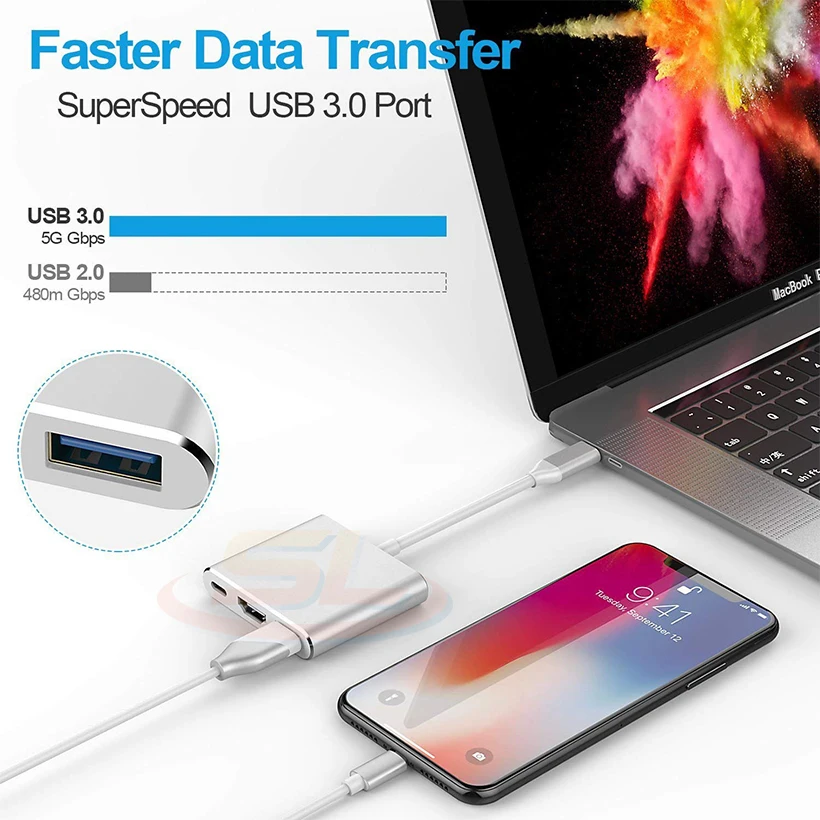 USB3.1 Type-C концентратор/сплиттер для HDMI USB3.0 и быстрая зарядка док-станция MacBook Pro USB