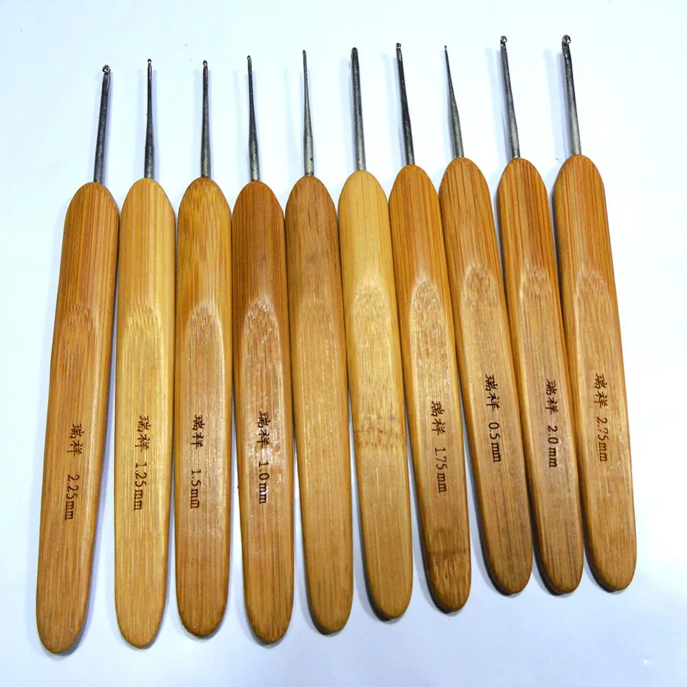 10 размеров/Набор бамбуковых крючков для вязания крючком Набор вязаных игл ktis