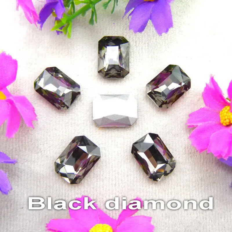 A10 Black diamond Стеклянный кристалл 4*6 мм 6*8 мм 8*10 мм 10*14 мм 13*18 мм 18*25 мм 18*27 мм цвета прямоугольной формы клей на кристаллы бусины со стразами сделай сам - Цвет: A10 Black diamond