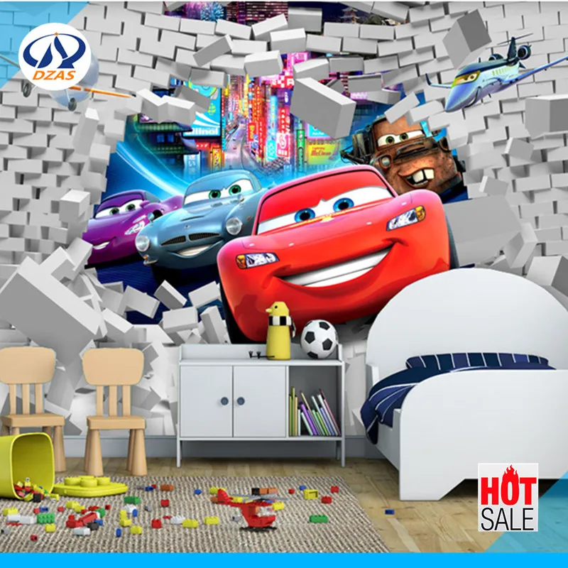 

Green car mobilization boy bedroom children room DZAS-LQ wallpaper