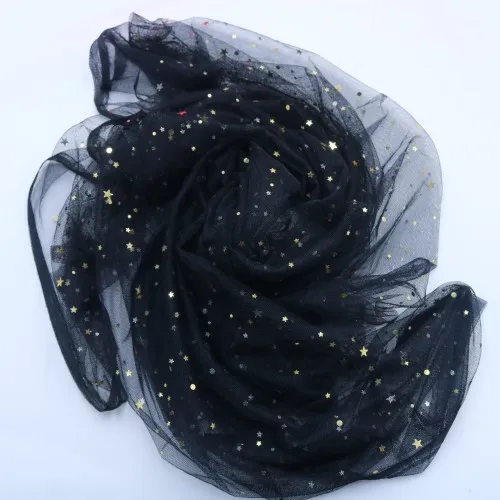 Black Мода 150 см* 100 см в горошек звезды бронзированный тюль ролл для DIY рулон ткани свадебные украшения своими руками ремесел праздничный вечерние поставки - Цвет: Black