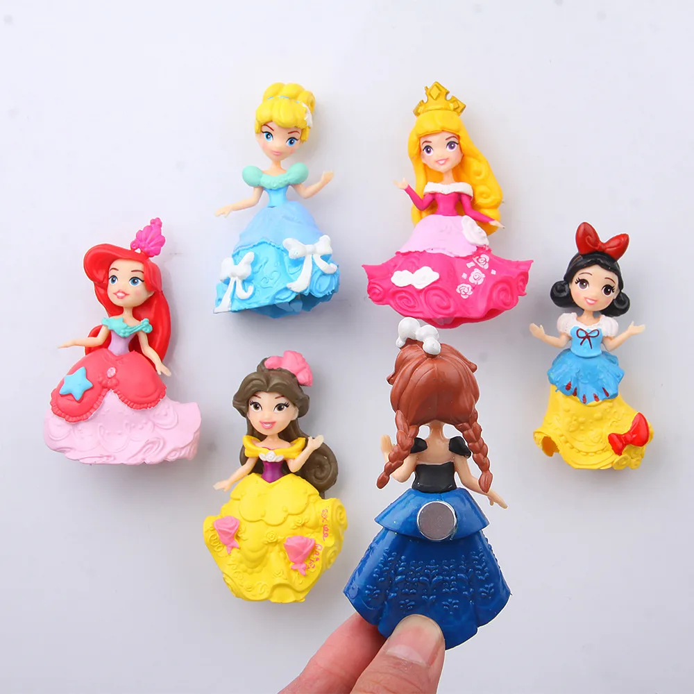 Frozen Fridge Magnets 3d People Souvenir Mermaid Snow White Princess Aisha PVC Magnetic Sticker Kids Fridge sticker Decora